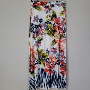 Tommy Bahama Maxi Skirt Womens sz XS Tropical Floral Tassel Drawstring Waist